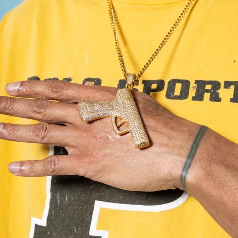 ALISTERS Gold Plated Icedout Pistol Chain Necklace